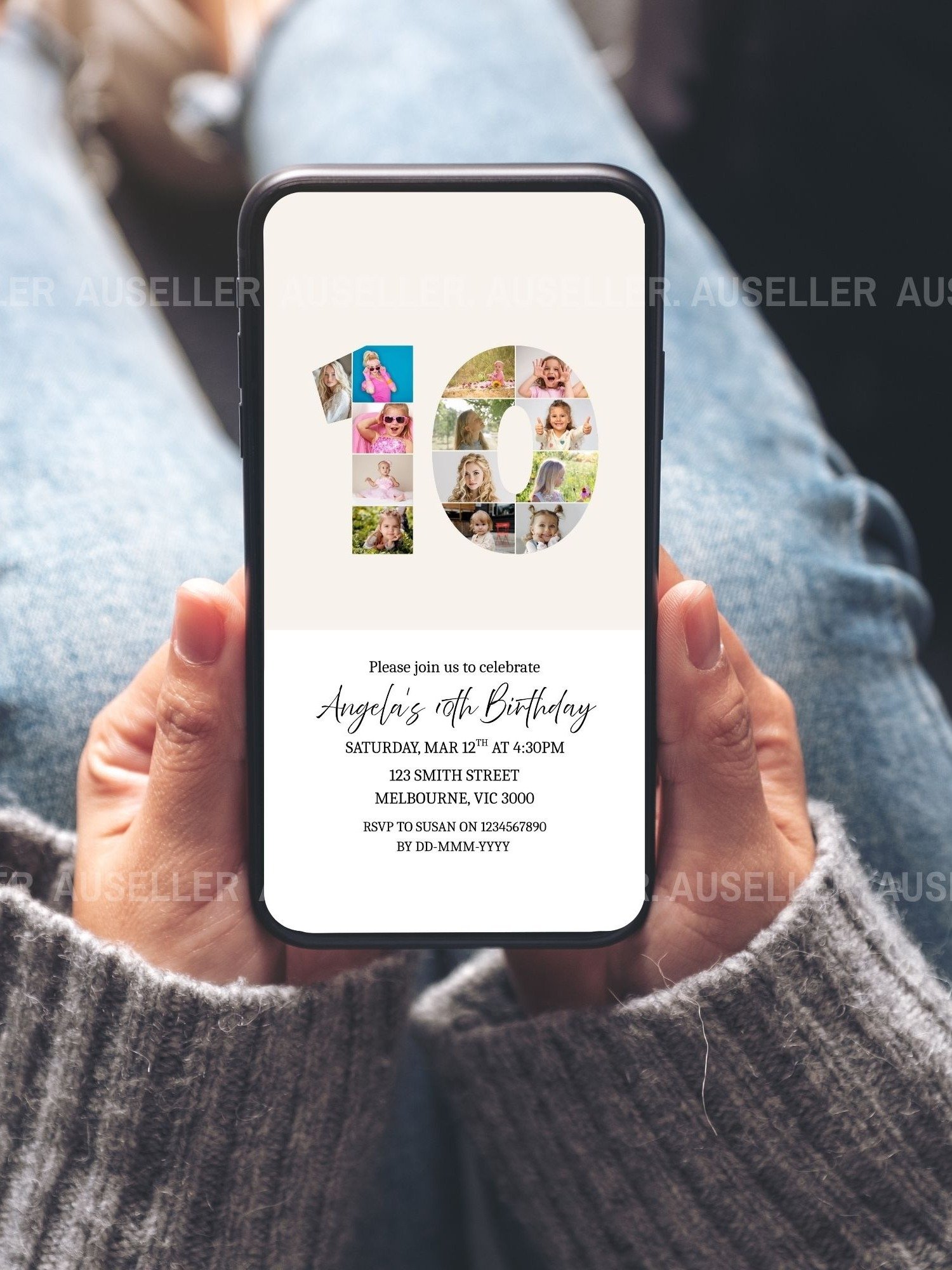 10th Birthday Photo Collage Editable Invitation Template product image (8)