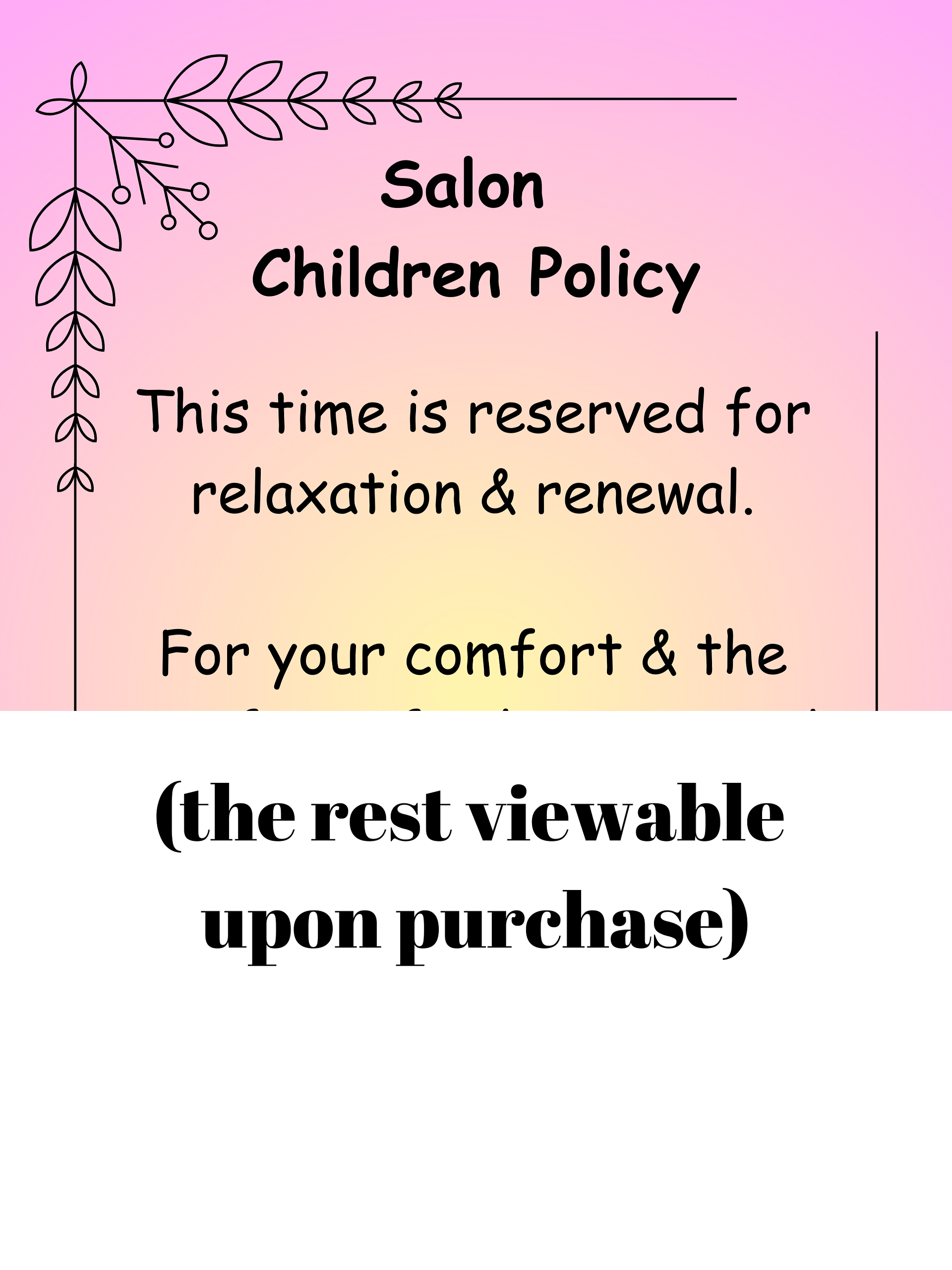 Salon & Spa Children's Policy product image (1)