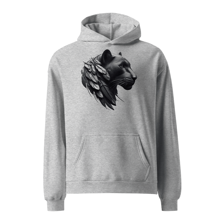 Men's Light Gray Hooded Pullover with Panther Mandala Design – High-Quality Print and Stylish Comfort! product image (1)