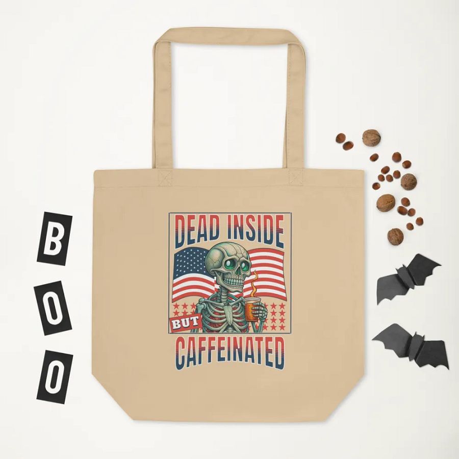 Dead Inside But Caffeinated Tote Bag product image (5)