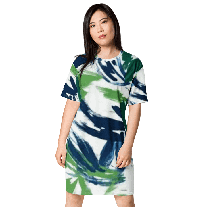 Woman T-Shirt Dress Green Pattern product image (1)