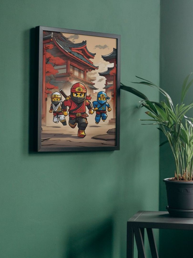 Ninja Trio Running wall art Boys Room - Ninja Poster - Ninjago inspired Wall Decoration for Boys product image (3)