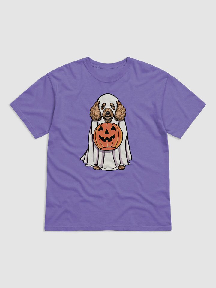 Funny Halloween Mini Poodle T-Shirt | Funny Poodle Wearing a Ghost Costume and Holding a Pumpkin Basket product image (1)