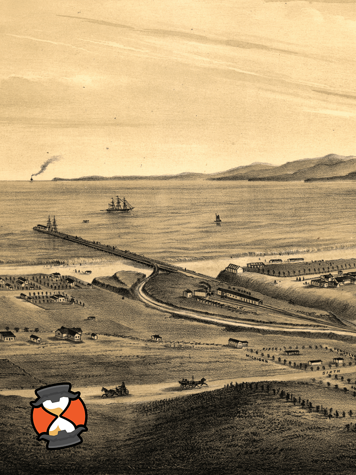 Santa Monica 1877 Framed Poster Print – Hand-Drawn Historic Coastal View product image (2)