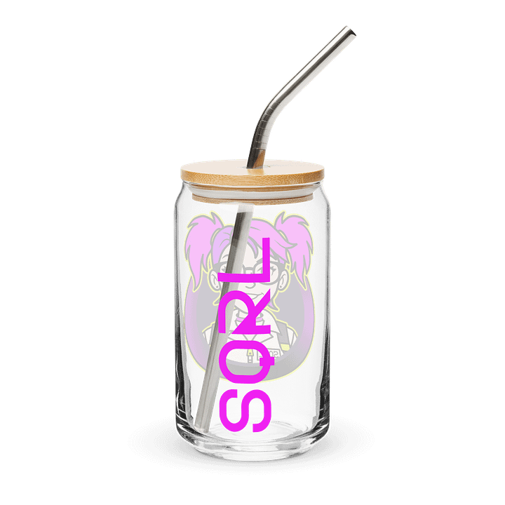 SQRL 16 oz Can Cup Glass (with lid + metal straw) product image (1)