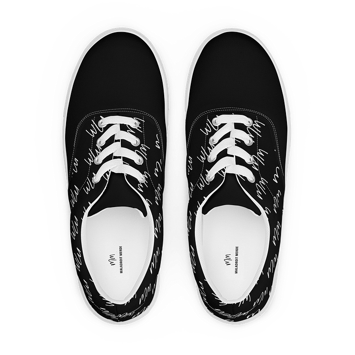 MM02 BLACK AND WHITE LACED UP CANVAS SHOES product image (1)