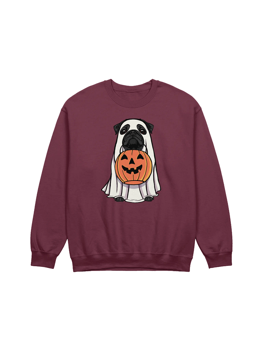 Funny Halloween Pug(Black) T-Shirt | Funny Dog Wearing a Ghost Costume and Holding a Pumpkin Basket product image (8)