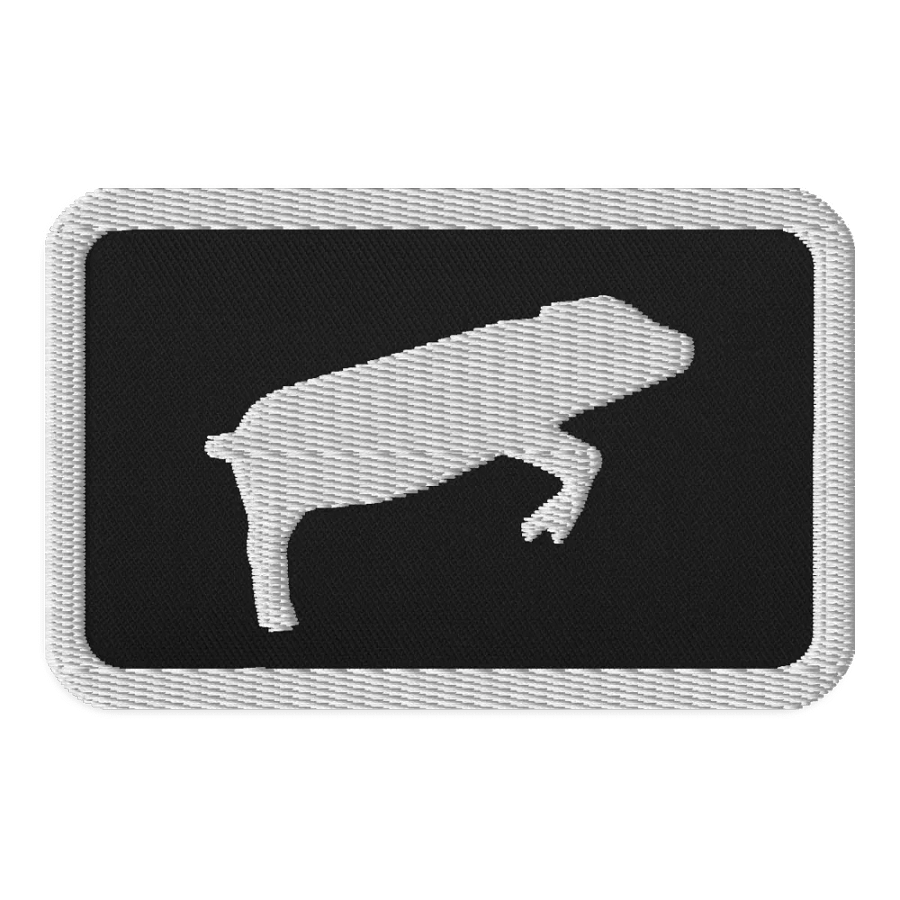 Leaping Pig Embroidered Patch (Rectangle + White on Black) product image (1)