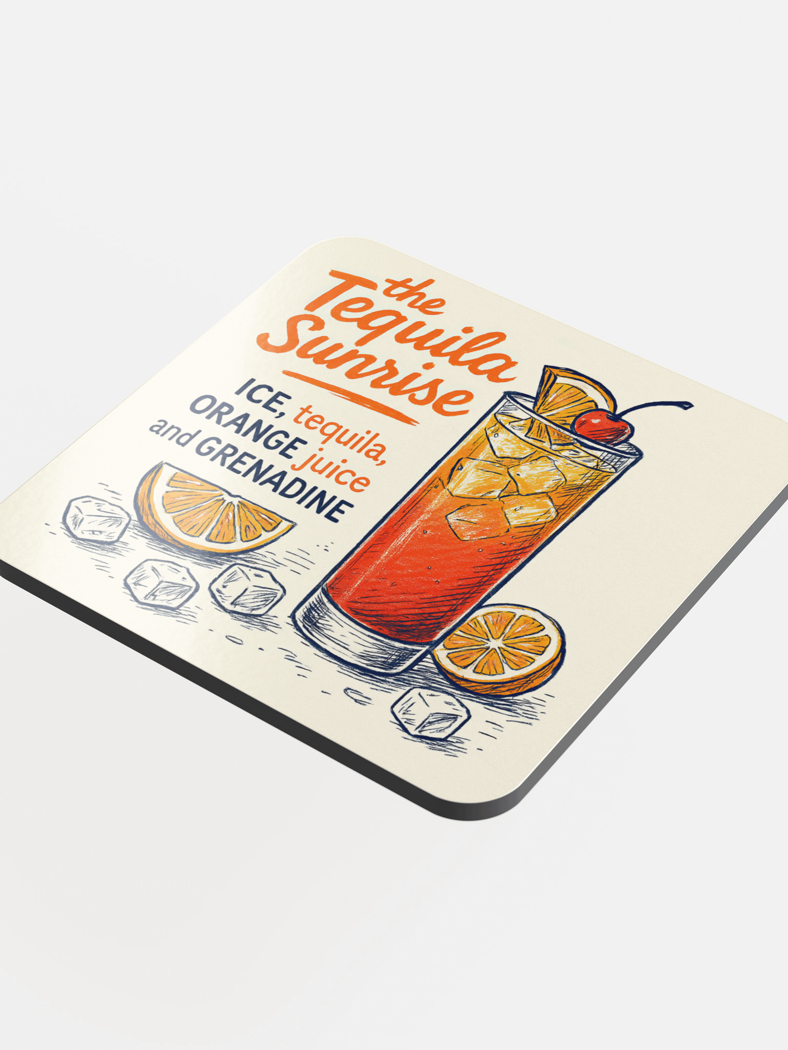 Tequila Sunrise Cocktail Coaster – Retro Citrus Bar Decor product image (4)