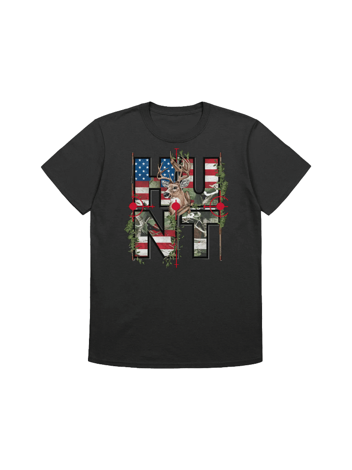 Patriotic Hunt - American Flag Deer Hunting Graphic T-Shirt product image (1)