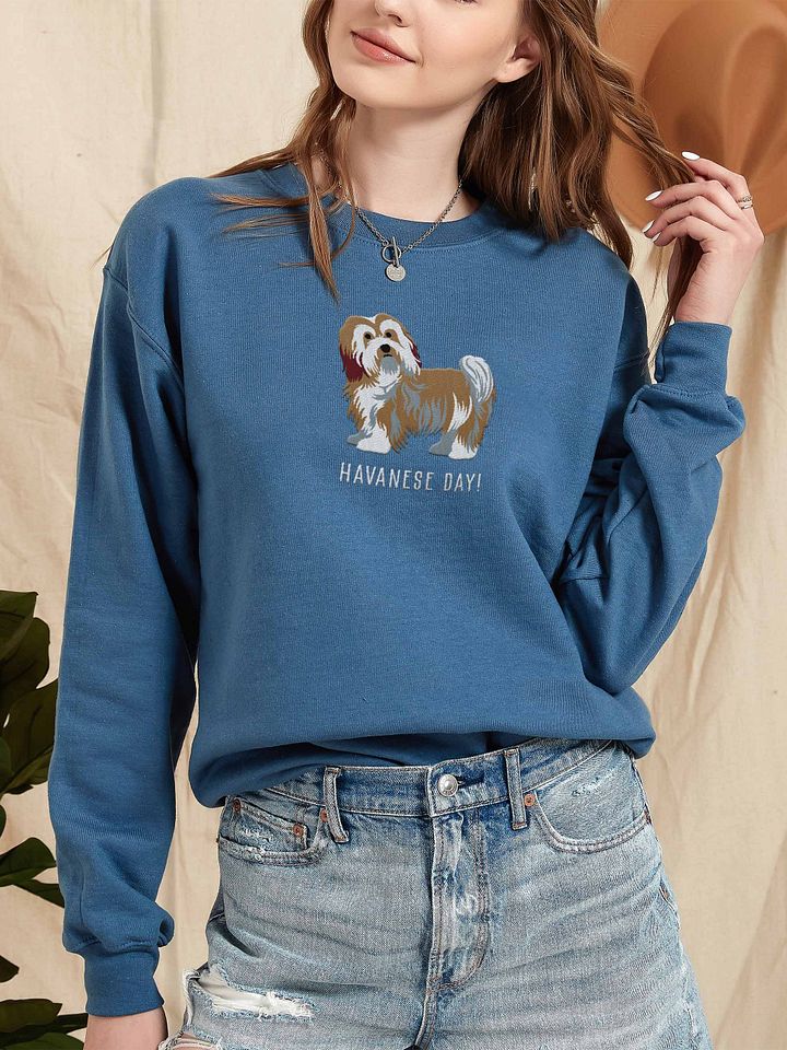 Havanese Day! Sweatshirt (Embroidered) of a Havanese(Brown) product image (2)