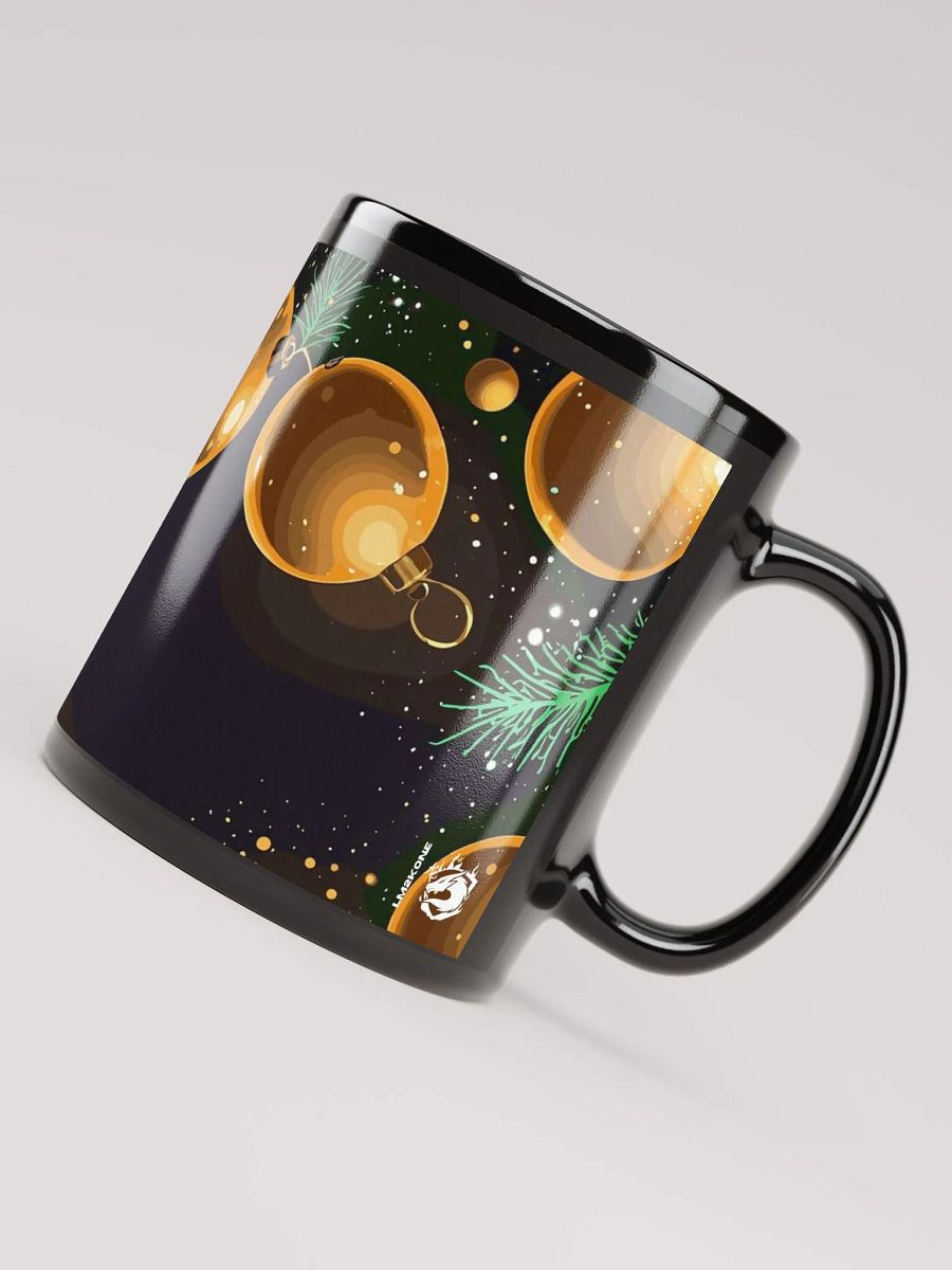 Golden Christmas Ornaments Black Glossy Mug product image (3)