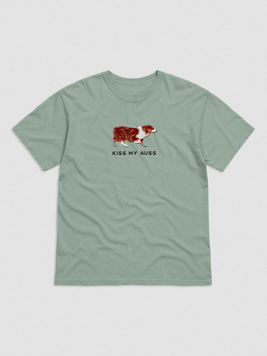 Kiss My Auss T-Shirt(Embroidered) of an Australian Shepherd(Red Tricolor) product image (4)