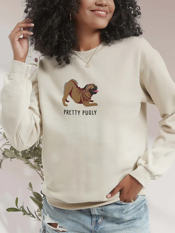 Pretty Pugly Sweatshirt (Embroidered) of a Pug product image (2)