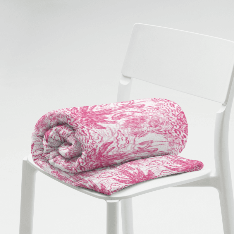 Flamingo Fancy Toile Throw Blanket | Pink on White Tropical Toile with Cheeky Flamingos | by Monique Faella Designs™ product image (8)