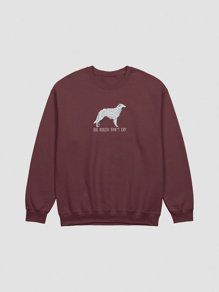 Big Borzoi Don't Cry Sweatshirt (Embroidered) of a Borzoi(White) product image (7)