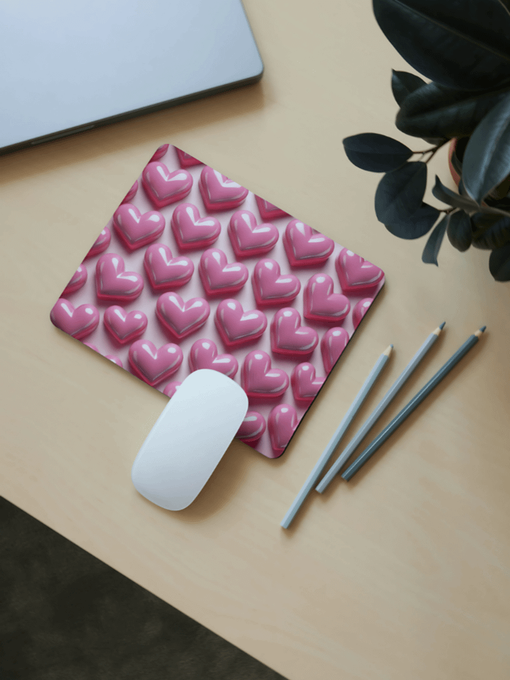 3D Inflated Pink Hearts Mouse Pad Sublimation Design – Valentine’s Day Love PNG – Ideal for Mouse Pads – Digital Download – 300 DPI product image (1)