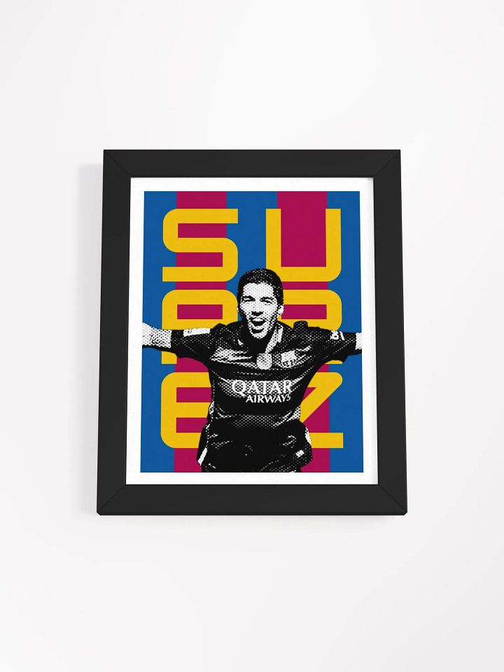 Luis Suárez BW Barcelona Name Art Framed Print product image (1)