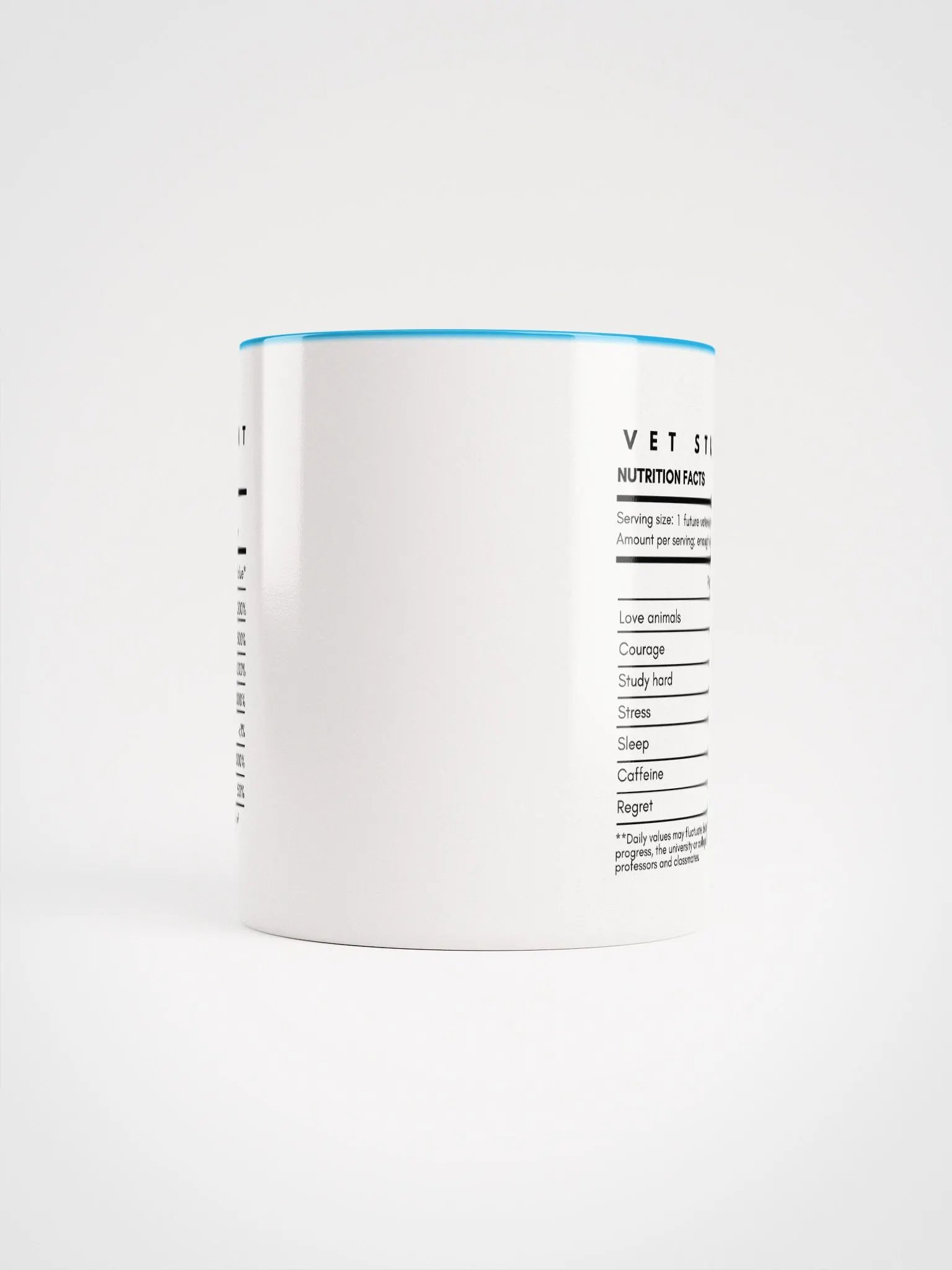 "Vet Student Nutrition Facts" Ceramic Mug with color inside product image (4)