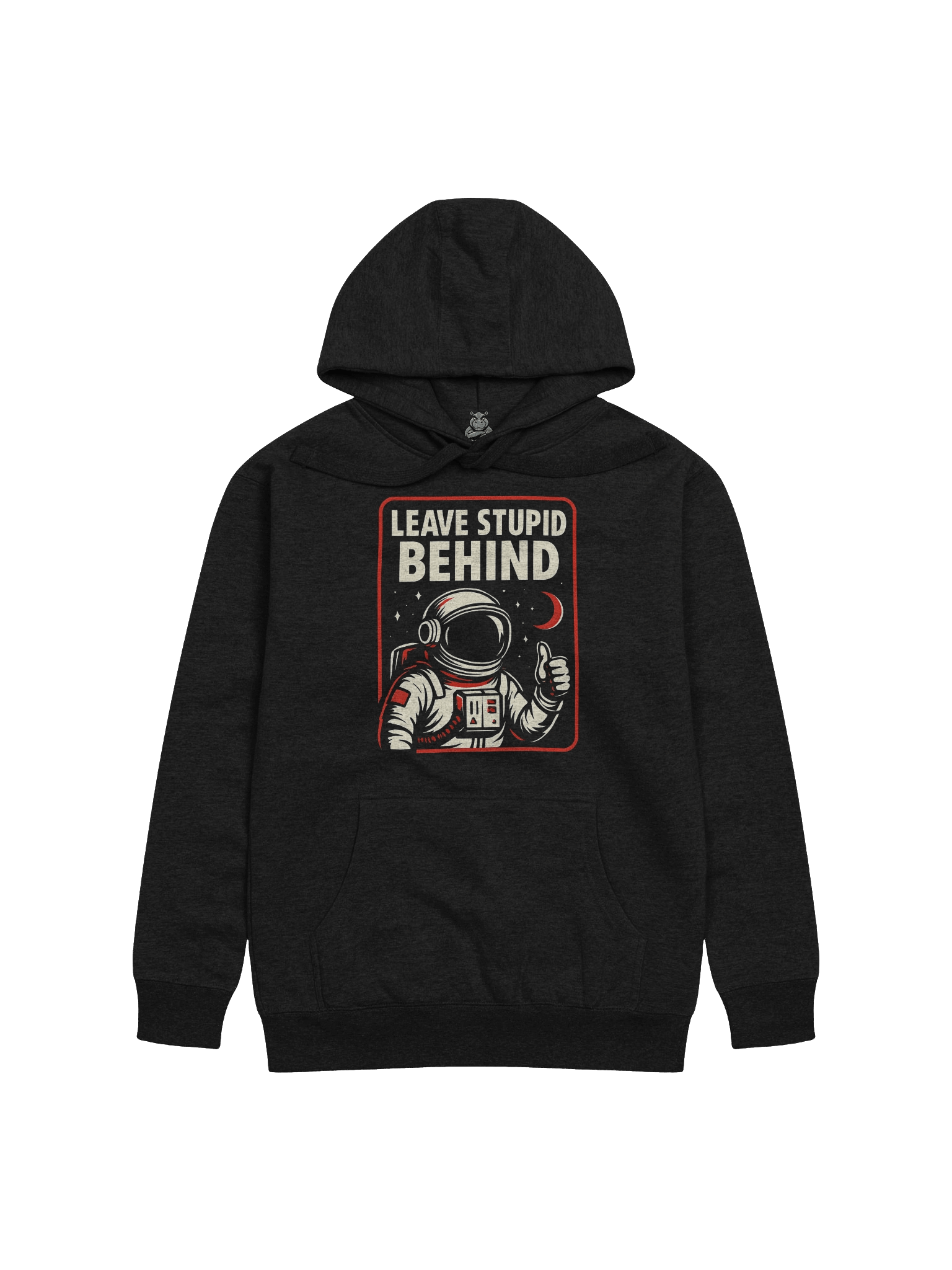 "Leave Stupid Behind" Hoodie – Retro Astronaut Graphic Hoodie | Funny Sarcastic Space Humor Hoodie product image (3)