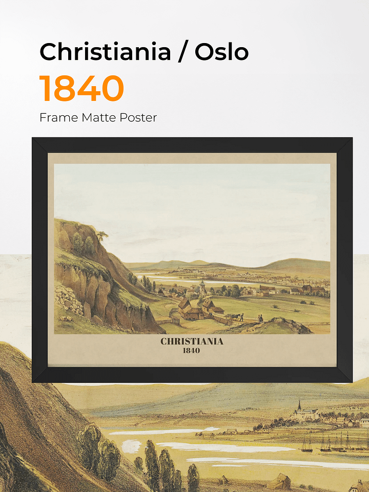 Christiania 1840 Framed Poster Print - Restored Historic City View product image (1)
