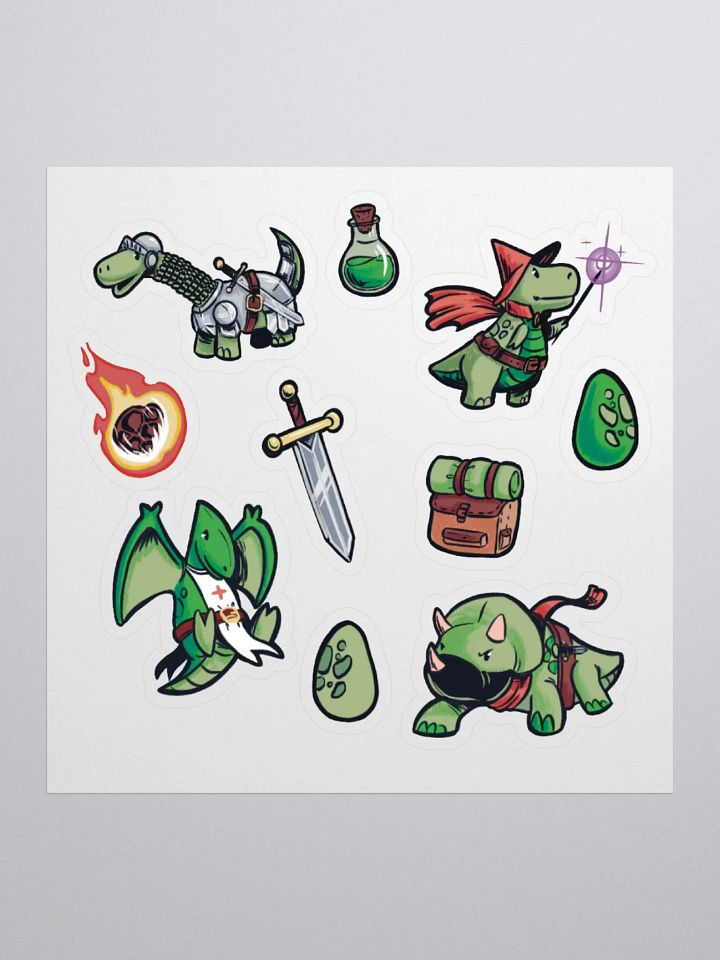 D&D Party Dinosaurs Sticker Set - Fantasy RPG Character Decals product image (1)