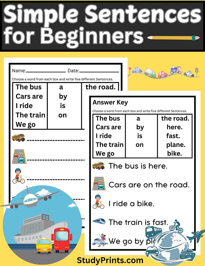Learn About Transportation : Simple Sentences for Kids product image (1)