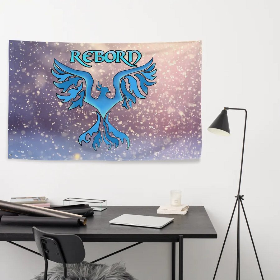 Ice Phoenix Rebirth Cosmic Flag product image (9)