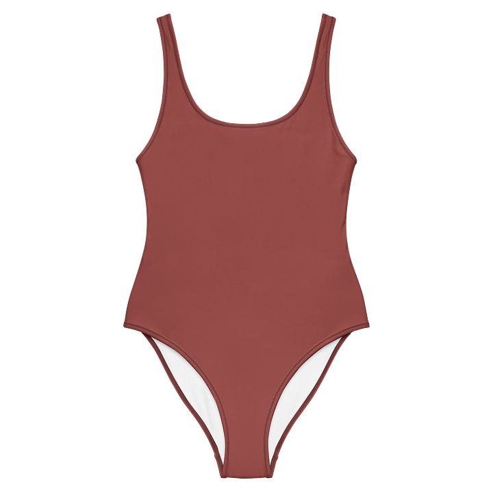 Albuquerque Terracotta Red Brown Solid Color Retro Inspired Women's One Piece Swimsuit product image (1)