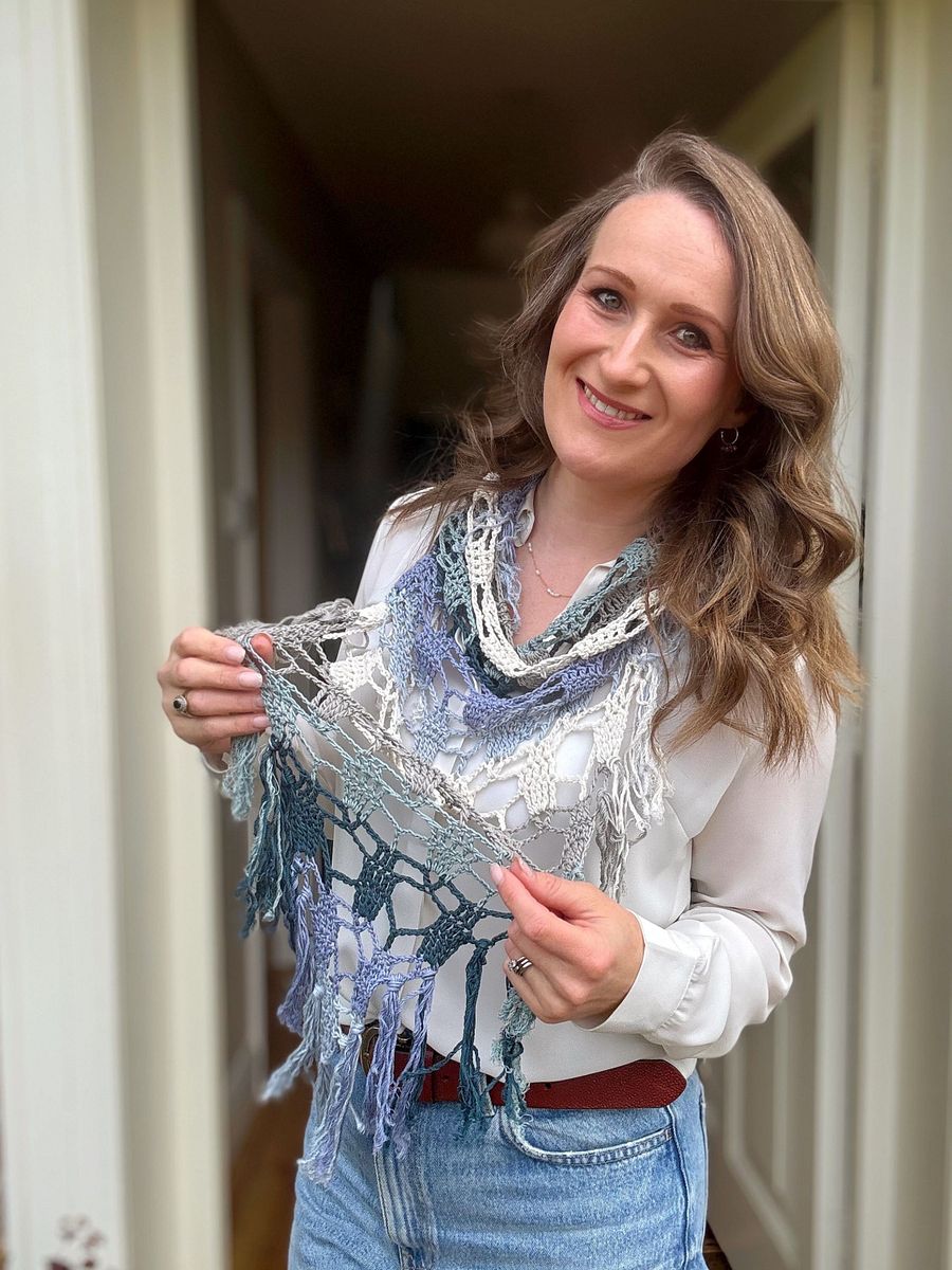 Sea Glass Bandana Crochet Cowl Scarf Pattern product image (3)