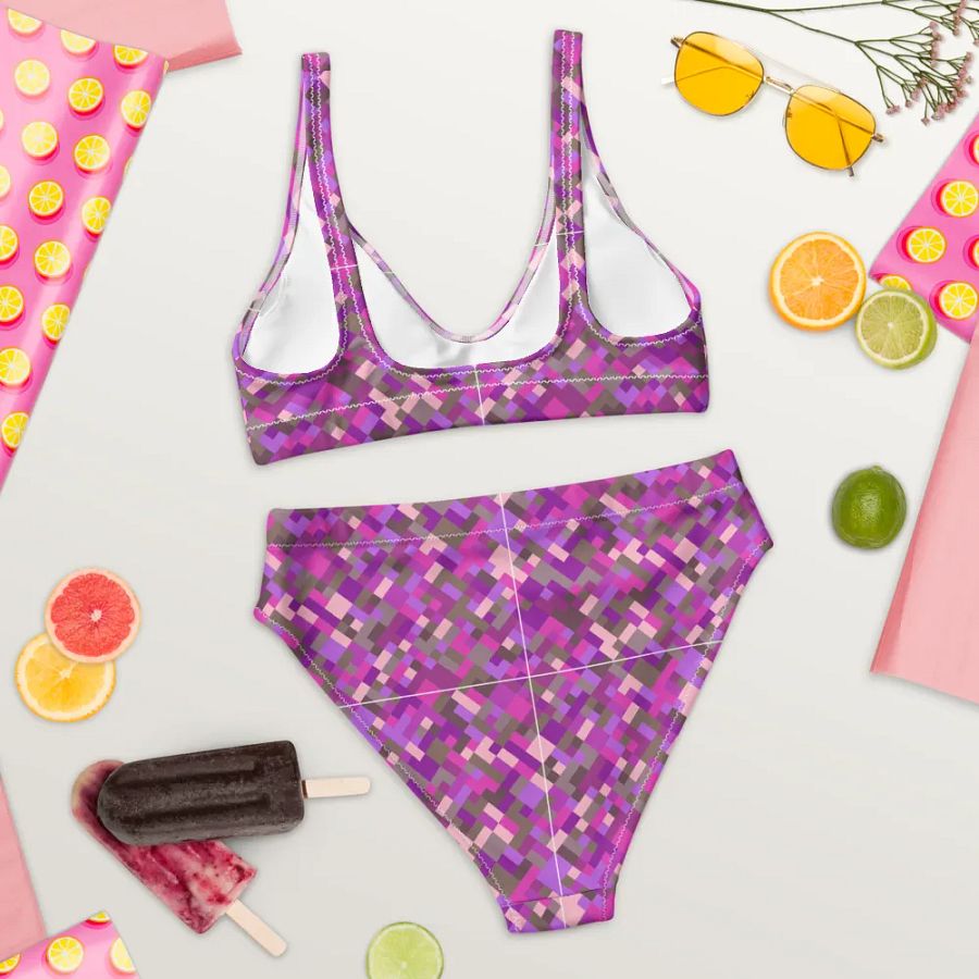 Colorful Mosaic Pattern Design High Waisted Bikini - v5 product image (8)