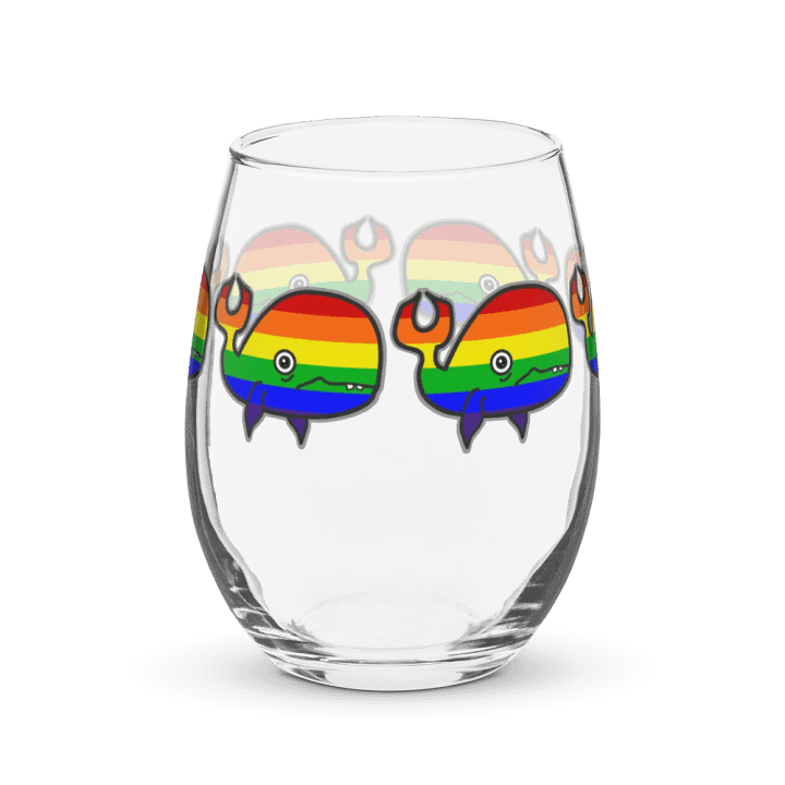 Rainbow Anxious but Proud Whale Stemless Wine Glass product image (1)