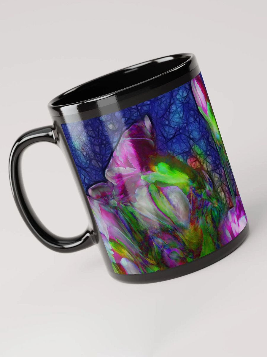 Abstract Pink Carnations Black Coffee Mug product image (5)