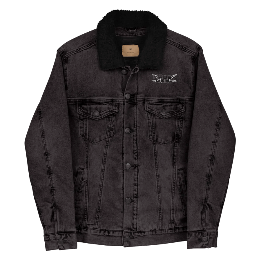 Unisex Sherpa Denim Jacket - Embroidered - Black HApex Gear Black Logo product image (12)