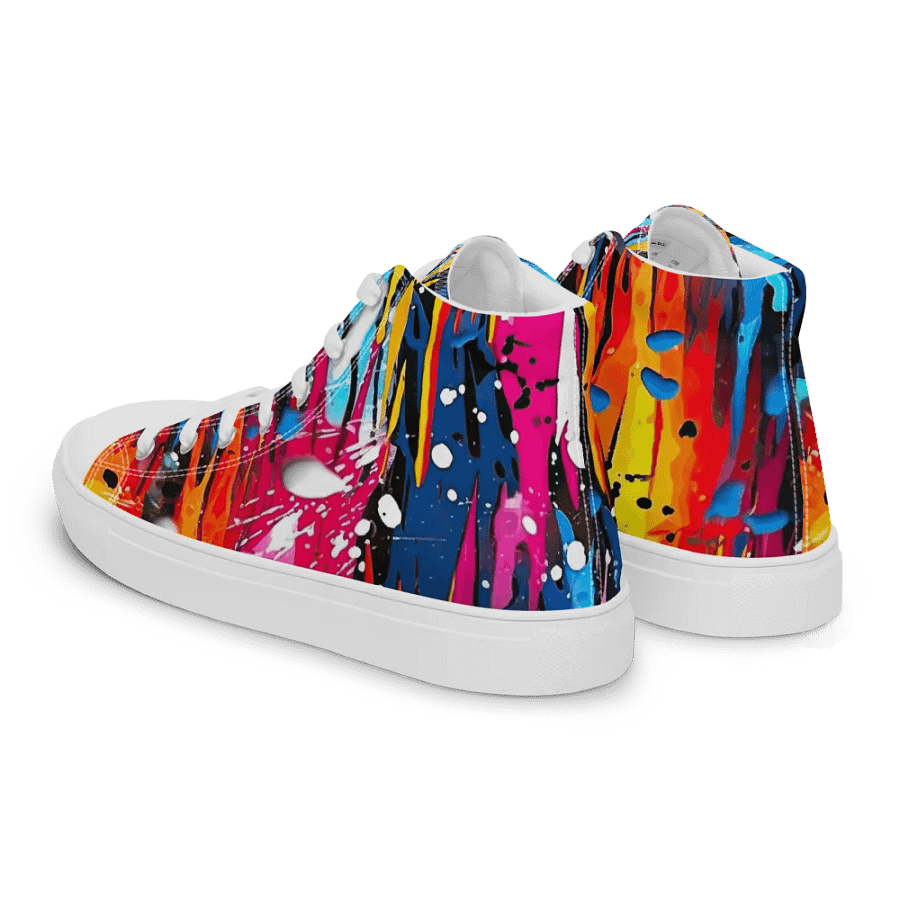 Custom Design Womans High Top Sneakers _ Calceonova Streetwear _ Abstract Graffiti Art Mountain Blizzard _ Vibrant Colored Sneakers product image (7)