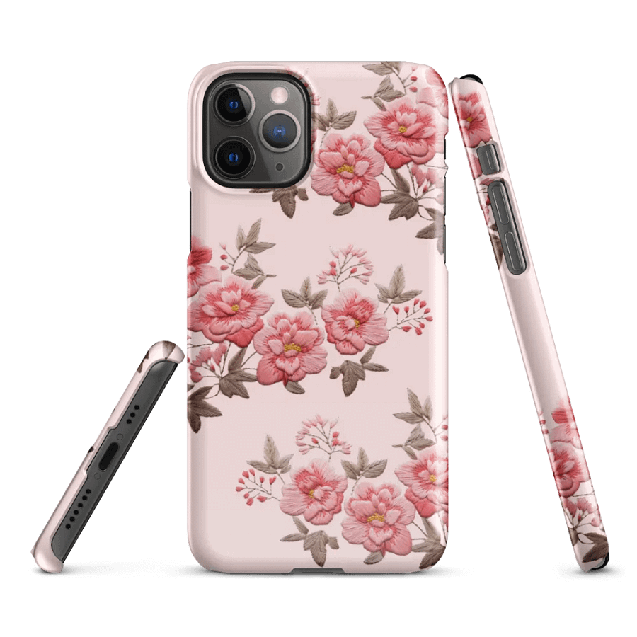 Pink Summer Rose Garden iPhone® Snap Case with Embroidery Effect - Handyhülle mit Stickerei und Rosen product image (1)