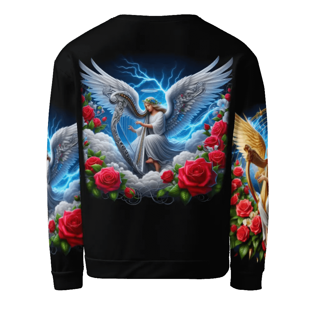 Angels making Music with a Harp - All-Over Unisex Sweatshirt #23 product image (2)