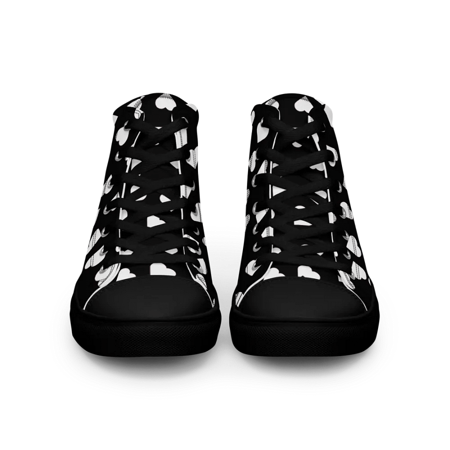 Love Pattern 5 Black and White Ladies High Top Canvas Shoes product image (7)
