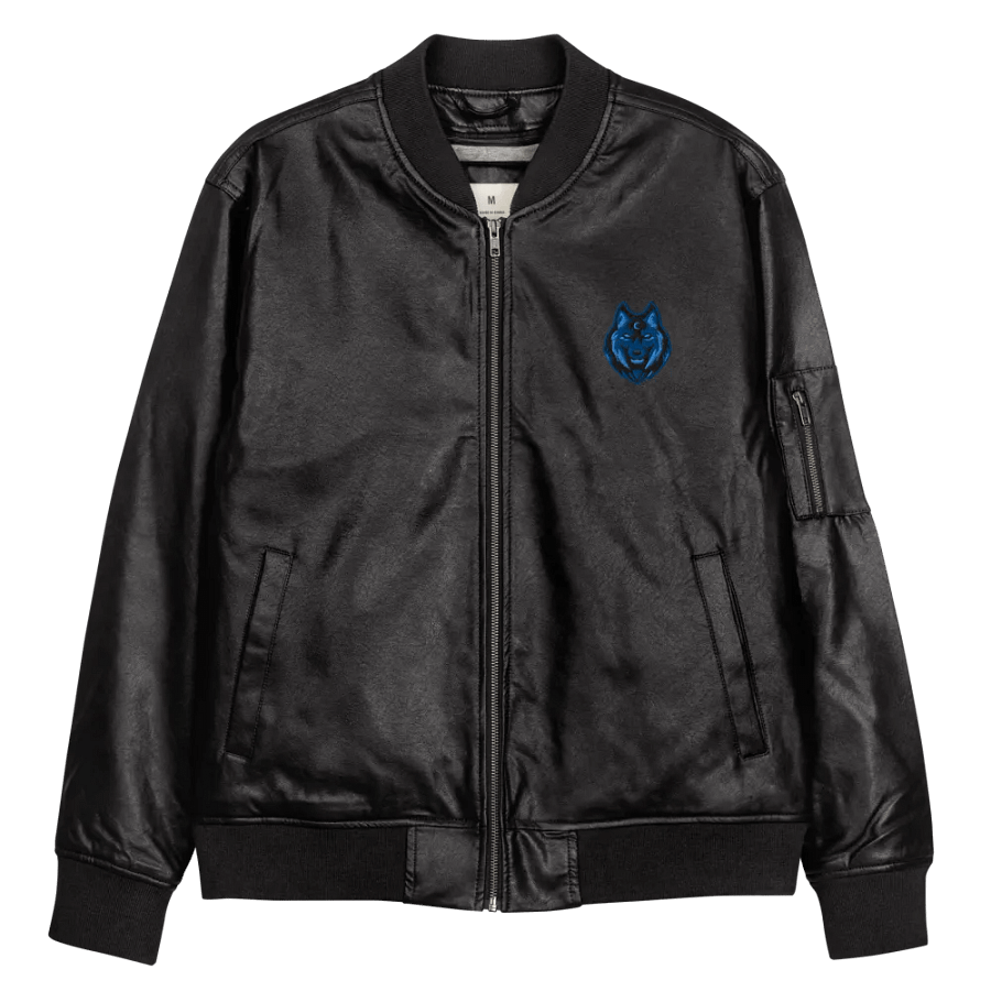 Mystic Wolf Faux Leather Bomber Jacket product image (11)