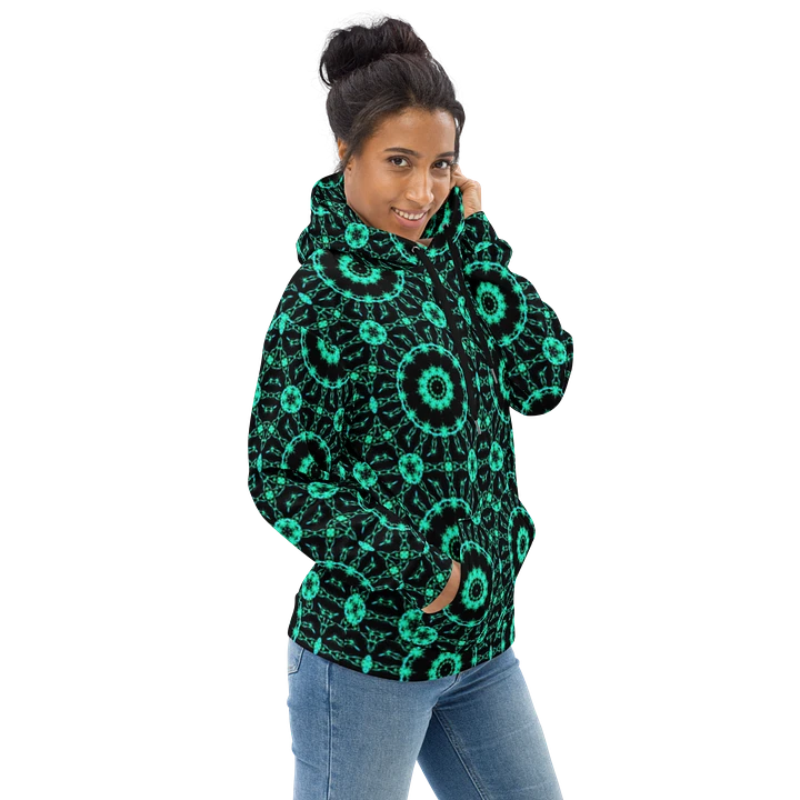 Abstract Repeating Neon Green Shapes Unisex All Over Print Hoodie product image (1)