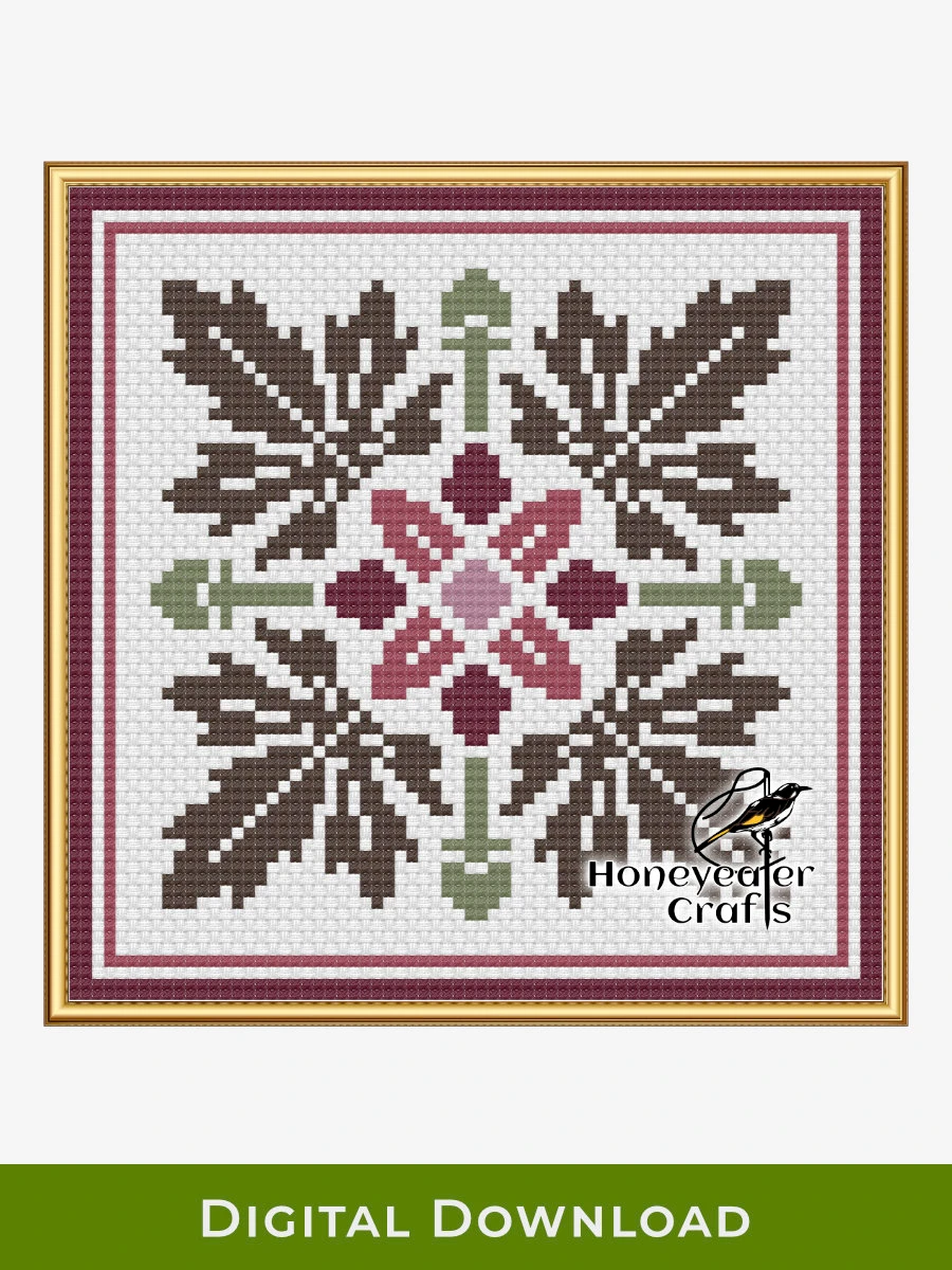 Leaves and Berries: Abstract Cross Stitch Pattern PDF product image (1)