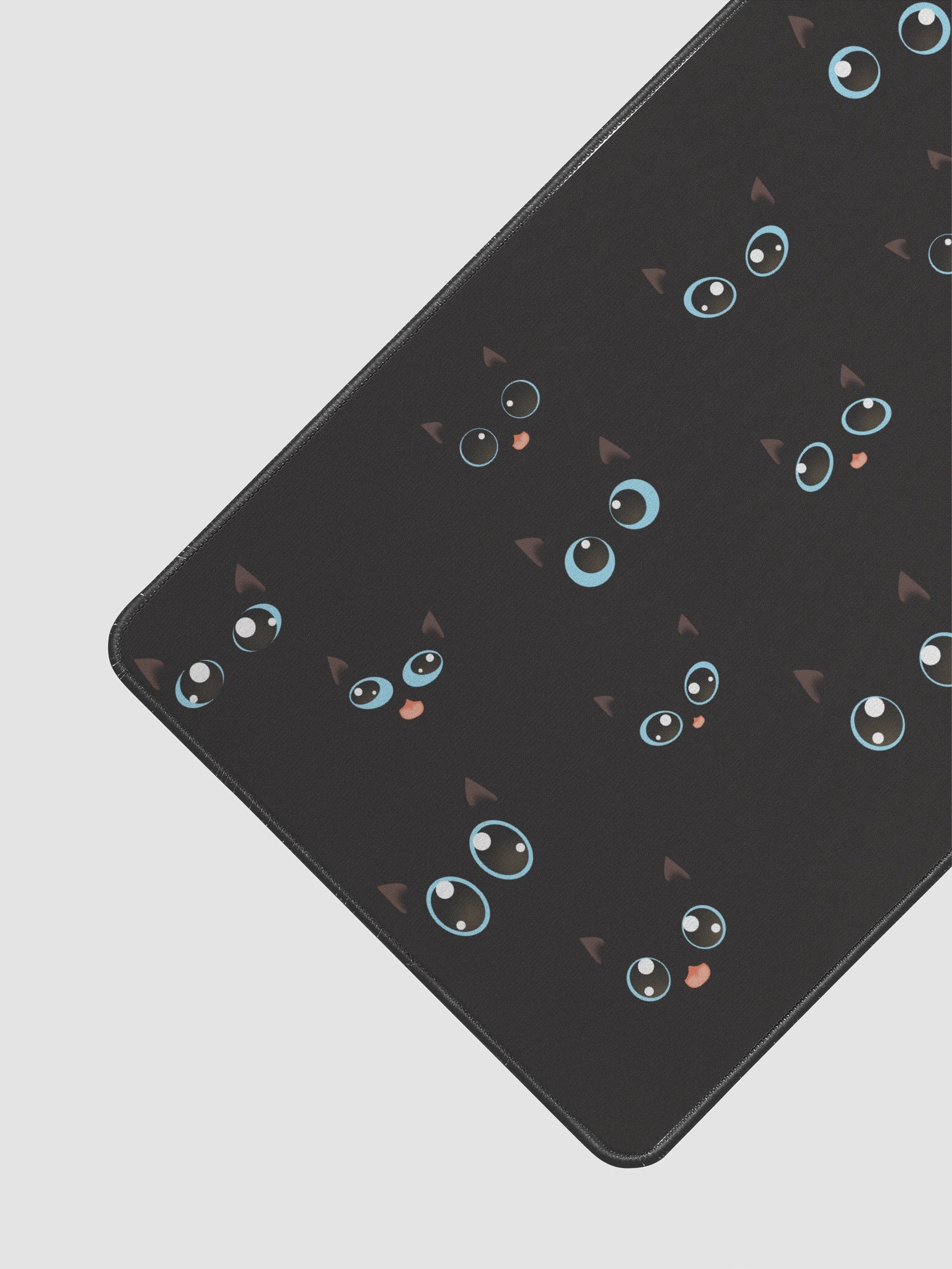 Cute Black Cat Faces (Blue Eyes) Desk Mat 12" x 22" product image (2)