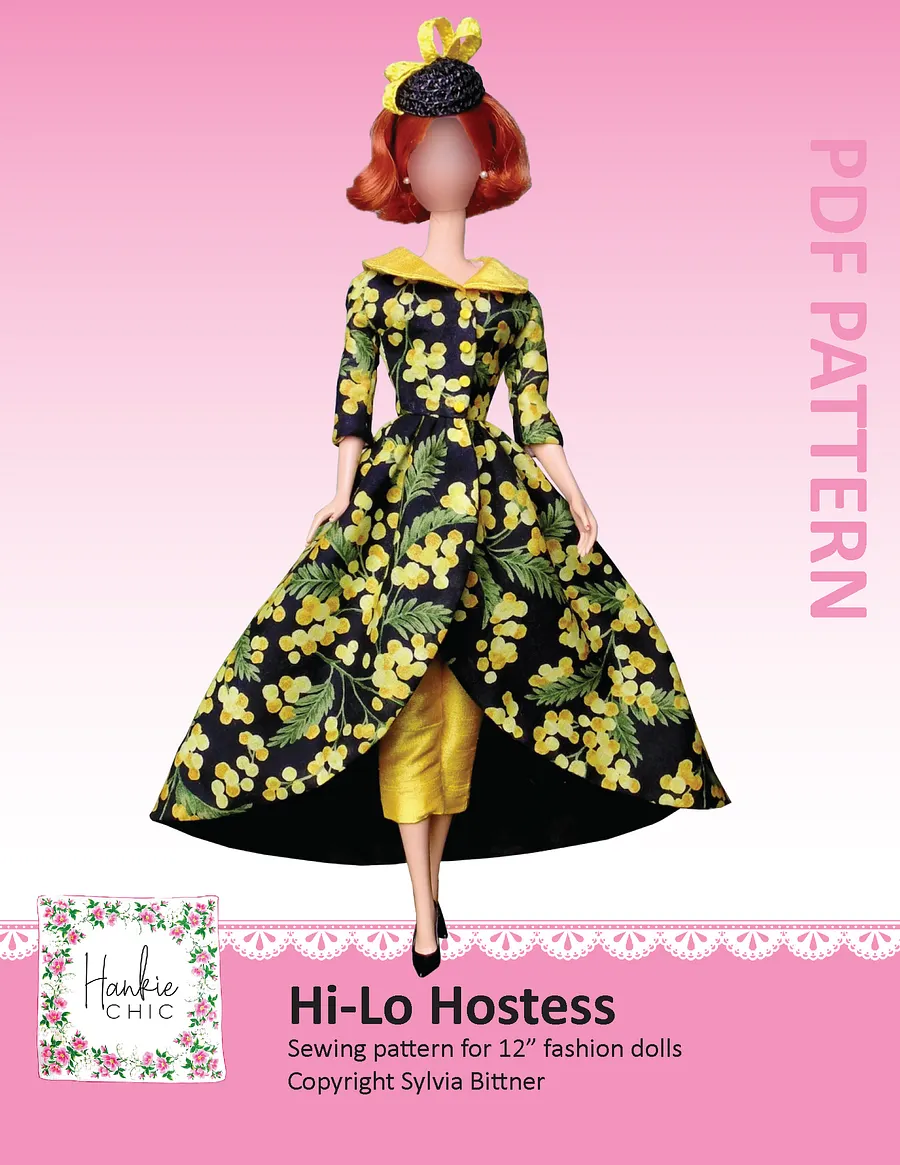 Hi-Lo Hostess sewing pattern for 12" fashion dolls product image (1)
