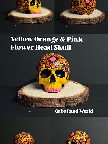 Yellow Orange & Pink Flower Head Skull💞🌼🍊💀

Happy Friday The 13th👻☀️ Here’s another Version of the hand painted Flower Head S...
