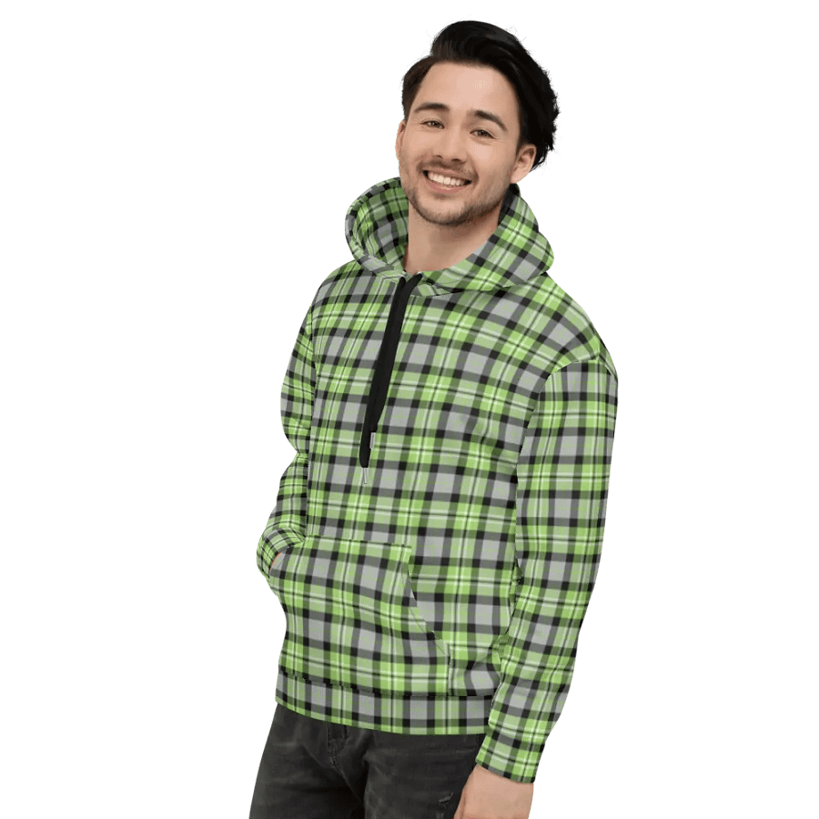 Light Green and Gray Plaid Hoodie product image (4)