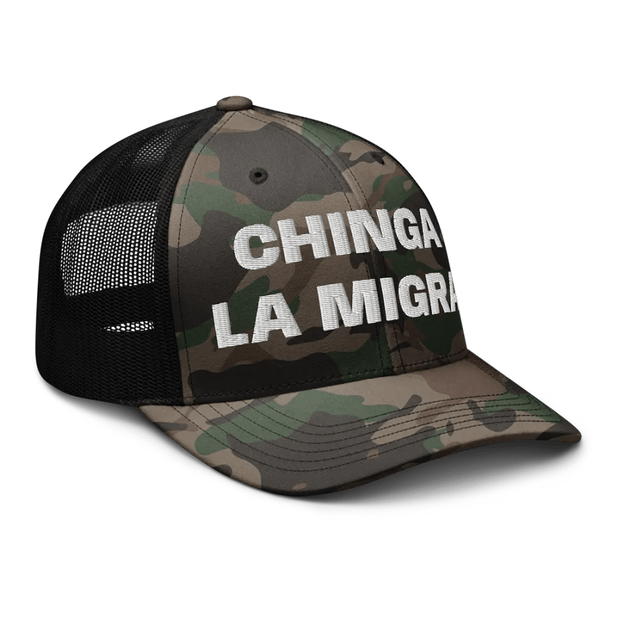 Chinga La Migra Hat - Embroidered Camouflage Trucker Cap product image (6)