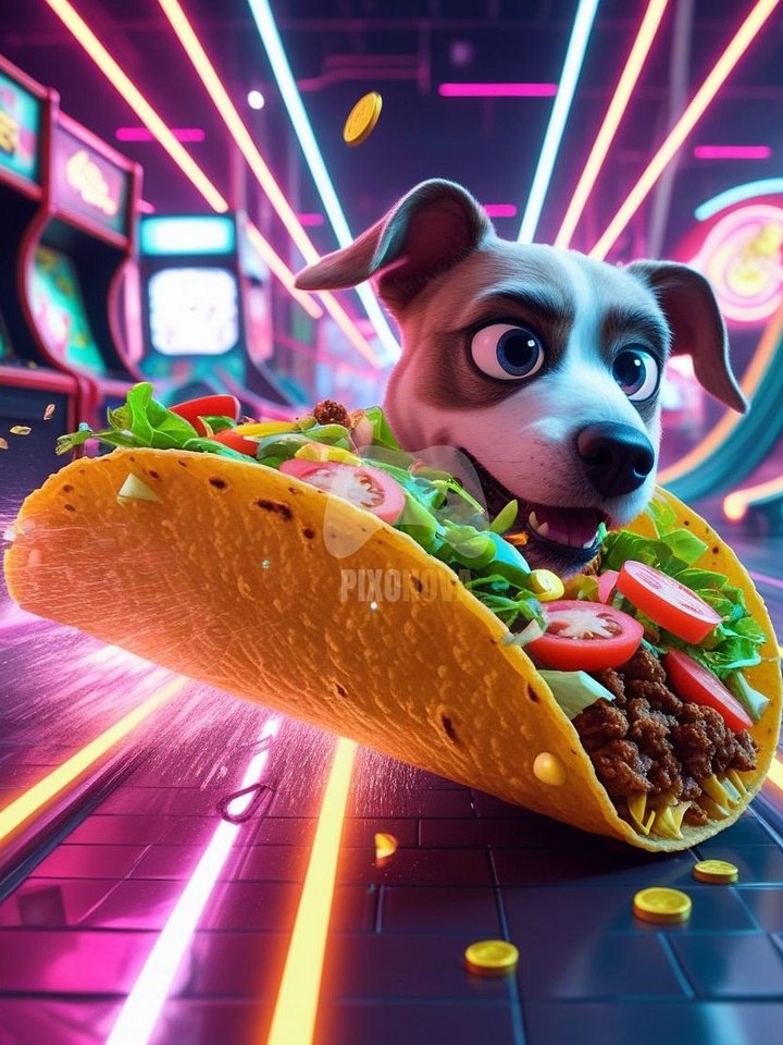 Pixel Party Parade – Track 6: Turbo Slide Tacos (Dog Mascot Edition) | 1120x1120 px | 4 Variations | PNG + PDF product image (2)