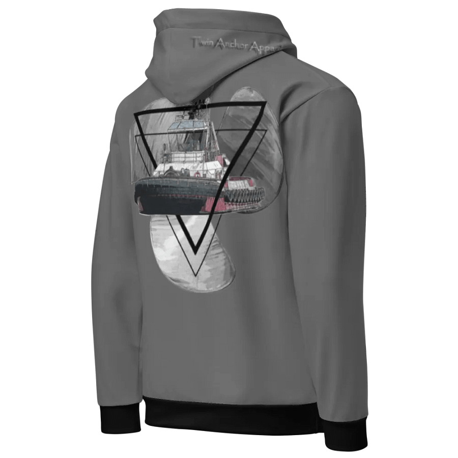 Gray Three blade prop triangle Athena tug Hoodie product image (8)