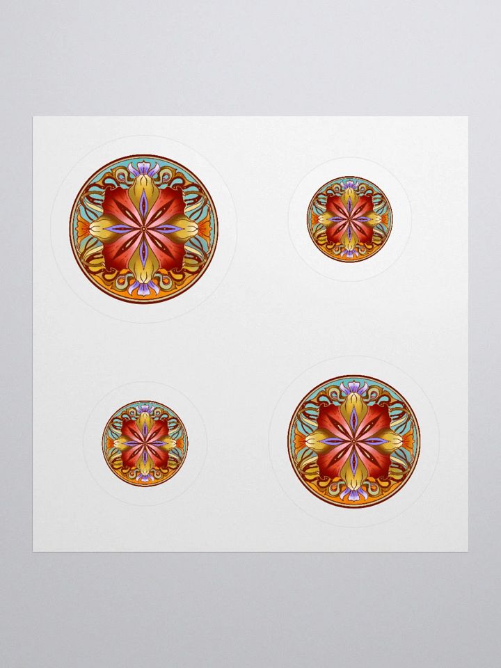 Crimson Floral Mandala - Sticker Sheet product image (1)