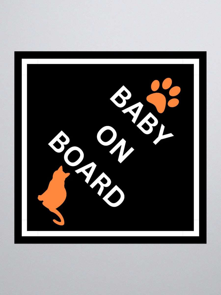 Cat Baby on Board Sticker - Orange on Black product image (3)